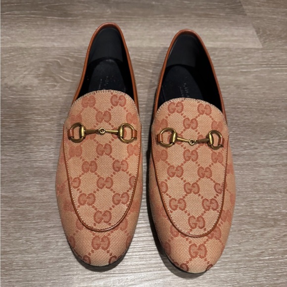 Gucci Shoes - Authentic Gucci Women's Beige/Tan GG Canvas Horsebit Loafers Sz 40 NEW